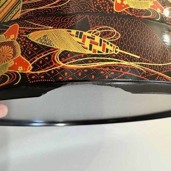 Japanese Lacquer Round Bento Box XL 5 Plates Sushi Treat Box - Picture 11 of 16